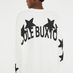 Cole Buxton - Waffle Painted Star Long Sleeve T-shirt in Vintage White