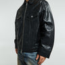 Cole Buxton - Leather Trucker Jacket in Black