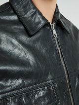 Cole Buxton - Leather Trucker Jacket in Black