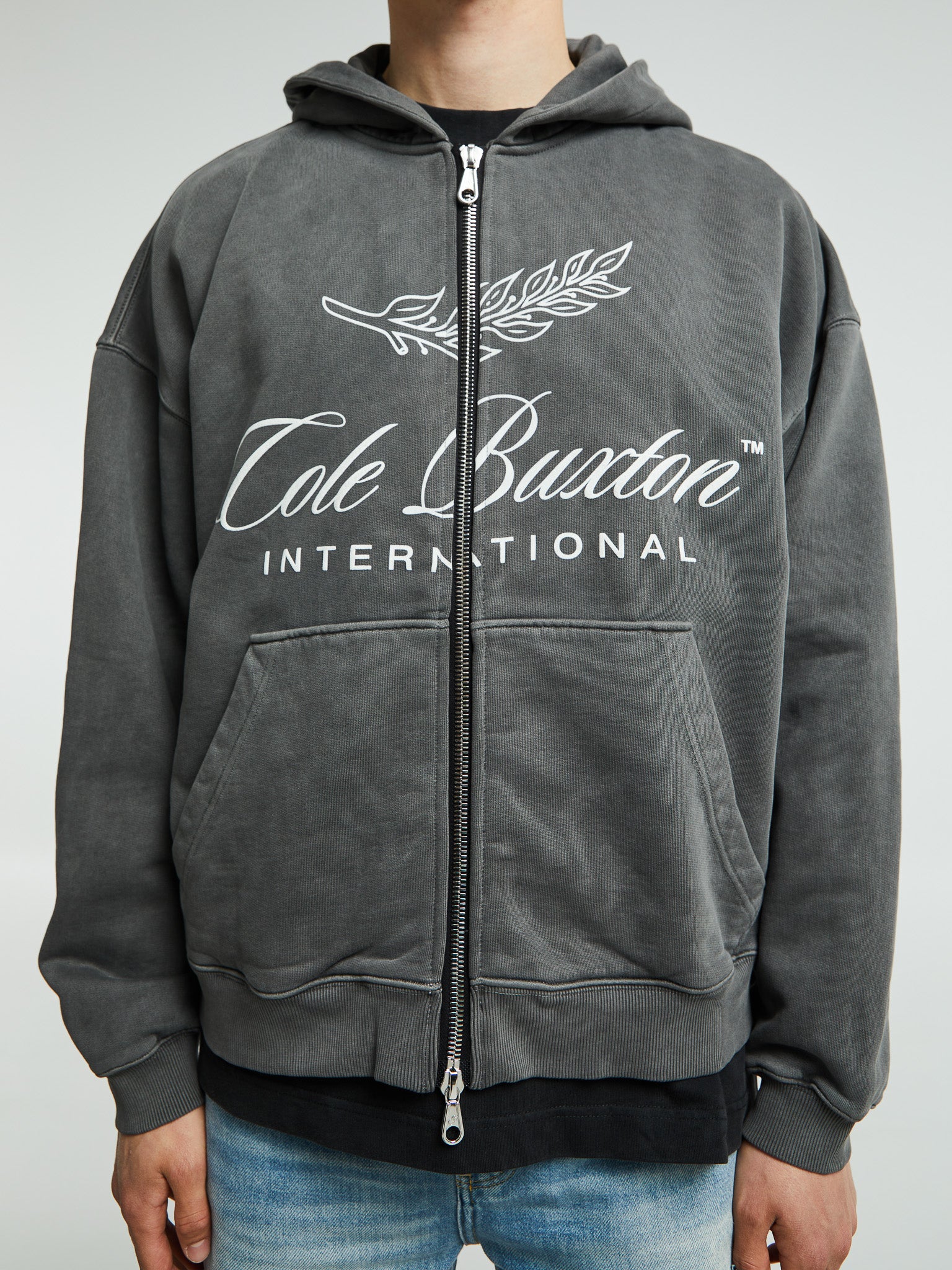 Cole Buxton - International Zipped Hoodie in OG Washed Black