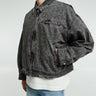 Cole Buxton - Leopard Distressed Trucker Jacket in Washed Black