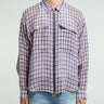 Cole Buxton - Linen Flannel Zipped Shirt in Pink, Blue and Natural
