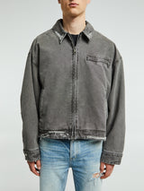 Cole Buxton - Distressed Trucker Jacket in Black
