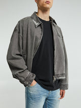 Cole Buxton - Distressed Trucker Jacket in Black