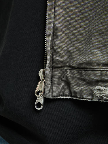 Cole Buxton - Distressed Trucker Jacket in Black