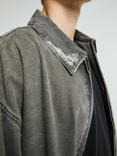 Cole Buxton - Distressed Trucker Jacket in Black