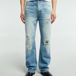 Cole Buxton - Relaxed Distressed Front Jeans in Blue
