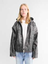 Cole Buxton - Hooded Leather Jacket in Black