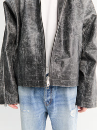 Cole Buxton - Hooded Leather Jacket in Black