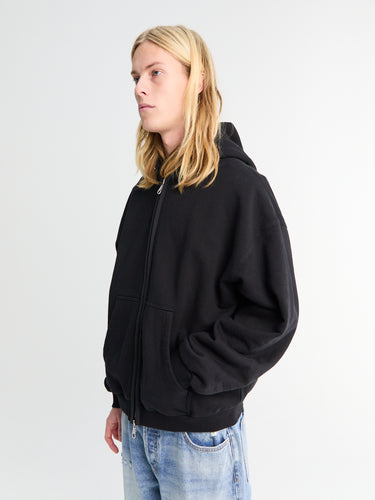 Nylon Tape Zipped Hoodie in Vintage Black