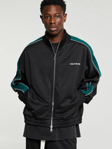 Cole Buxton - Contrast Tape Track Jacket in Black and Green