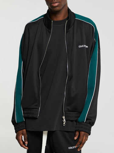 Cole Buxton - Contrast Tape Track Jacket in Black and Green