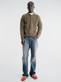 C.P. Company - Chenille Cotton Polo Sweater in Ivy Green