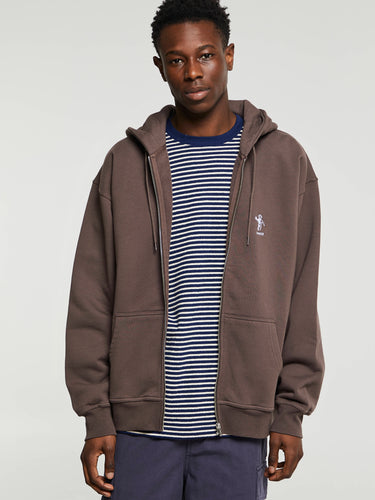 Dancer - OG Logo Zip Hood in Brown