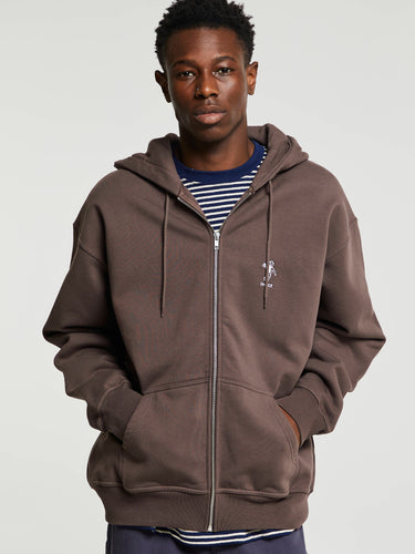 Dancer - OG Logo Zip Hood in Brown