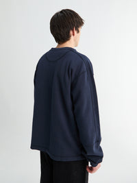 Dancer - Panel Pique Crewneck in Navy