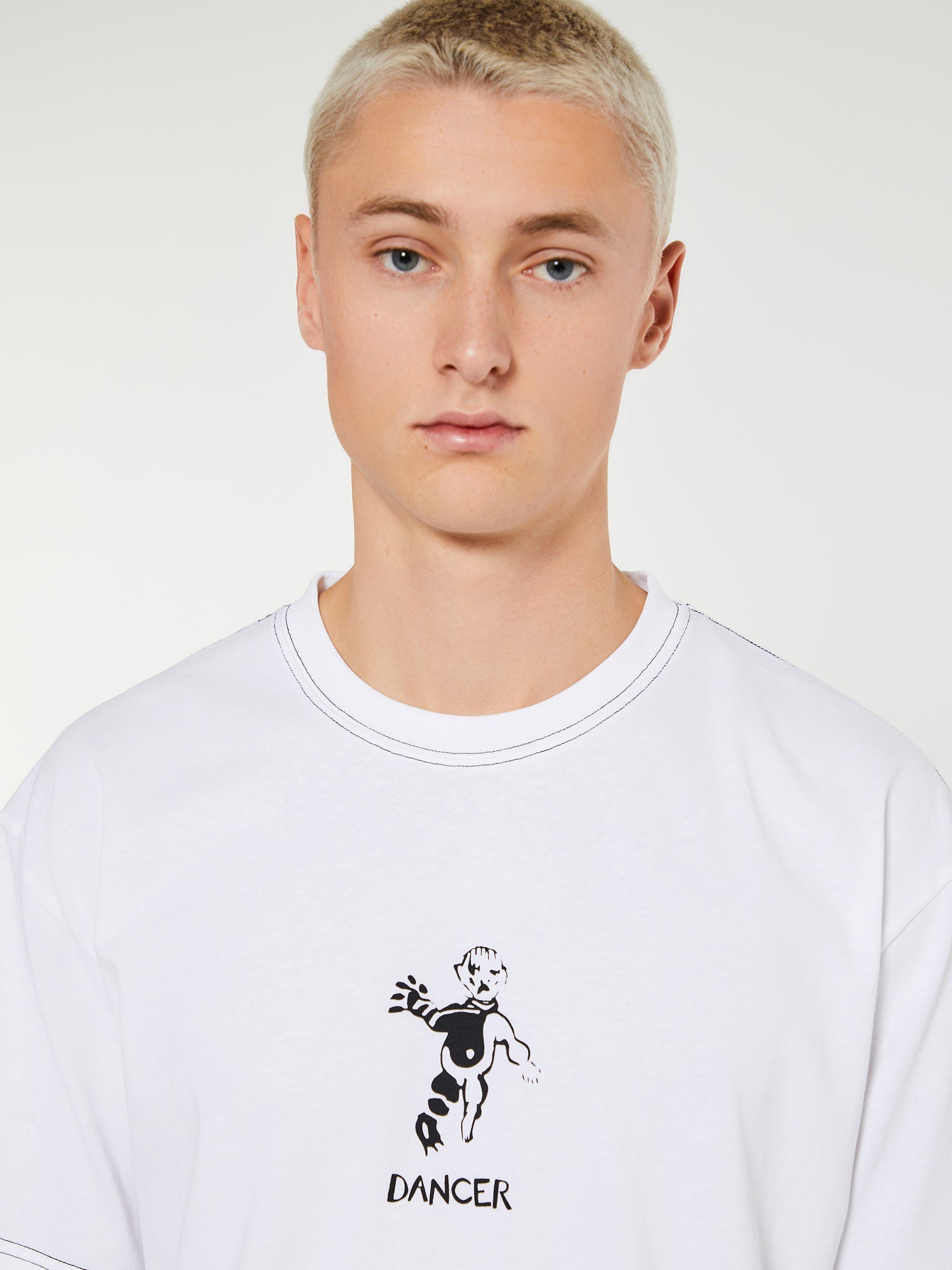 Dancer - OG Logo T-Shirt in White with Black Stitch – stoy