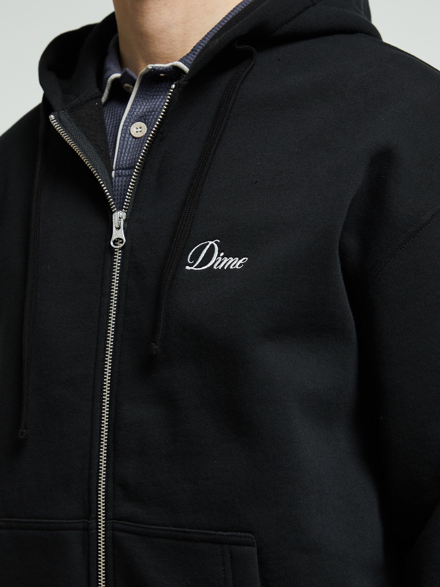 Dime - Cursive Zip Hoodie in Black