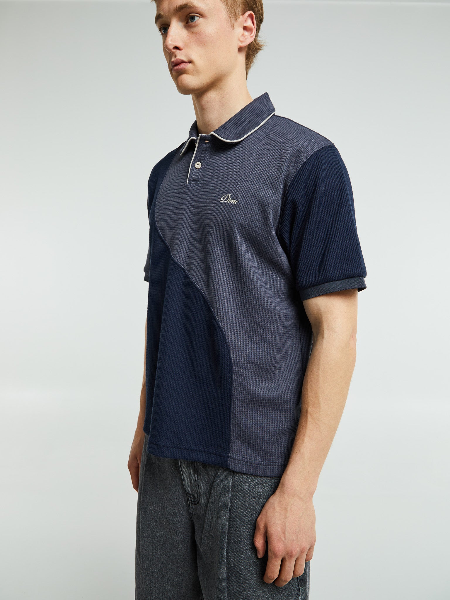 Dime - Waffle Polo in Indigo
