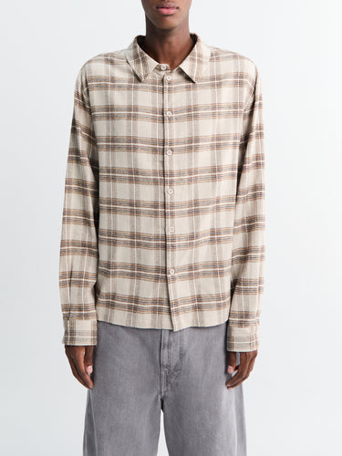 Dime - Plaid Flannel Shirt in Beige