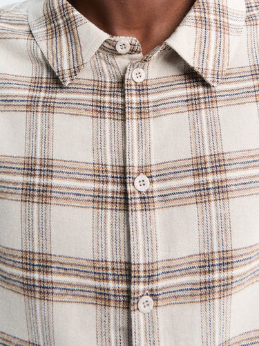 Dime - Plaid Flannel Shirt in Beige