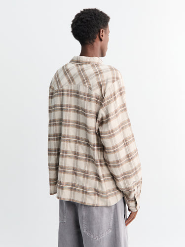 Dime - Plaid Flannel Shirt in Beige