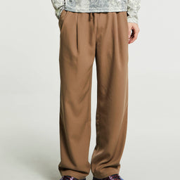 Dime - Pleated Twill Pants in Camel