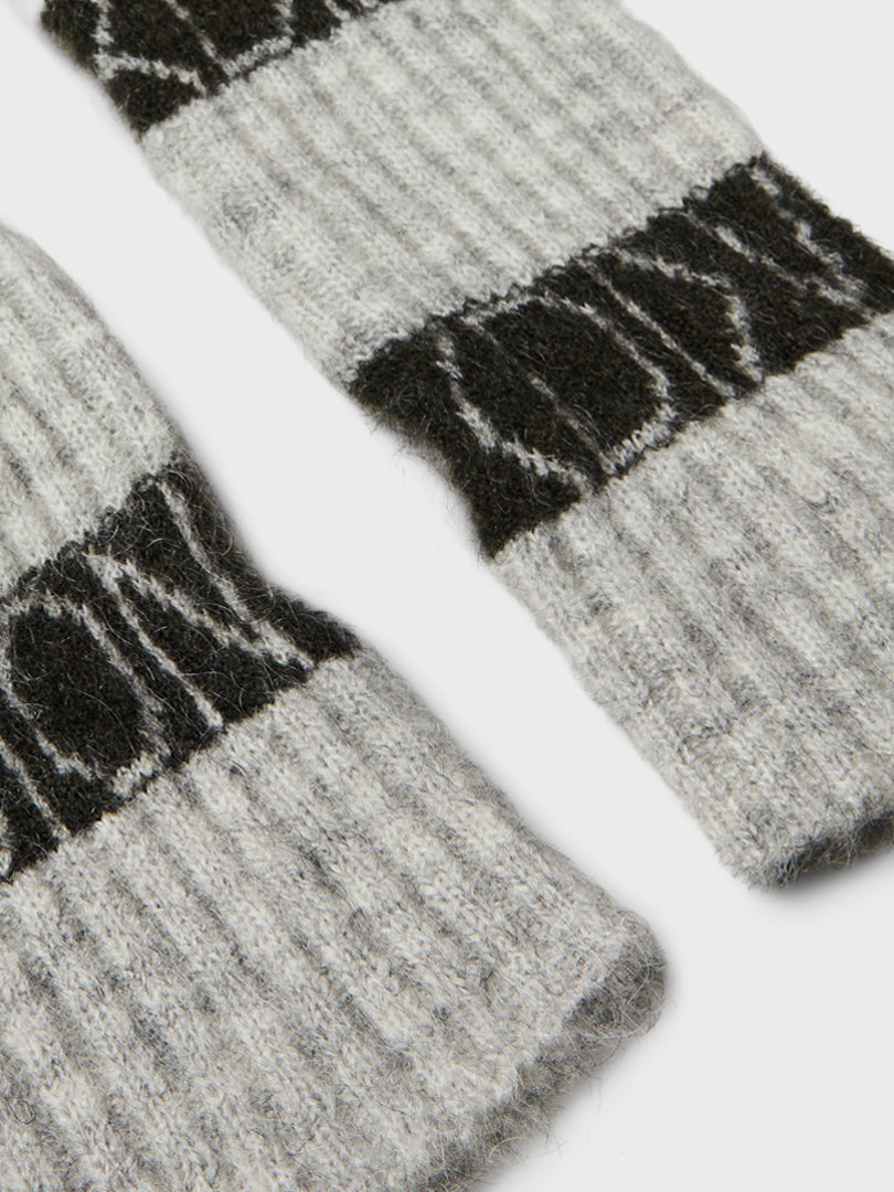 Arm Warmers Knit in Grey and Black Stripe