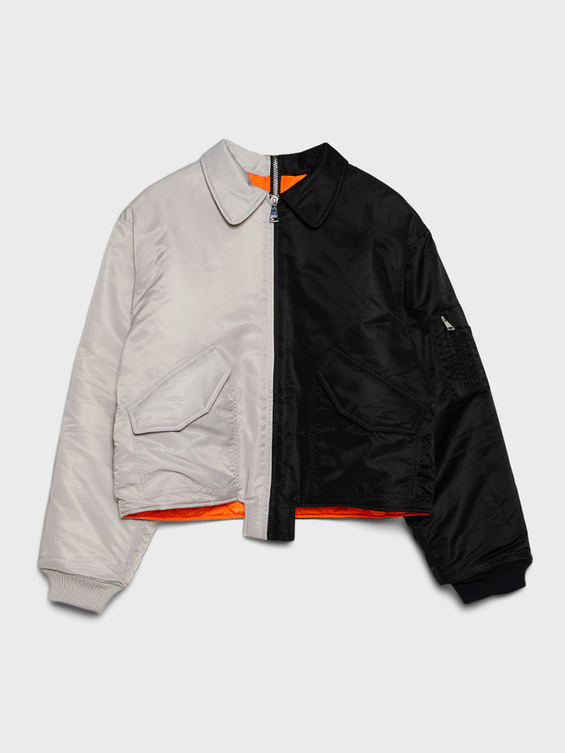 (di)vision - Bomber Jacket in Black and Grey Split – stoy