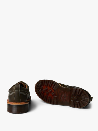 Dr. Martens - Lowell 4 Eye Shoes in Olive Wild Grain