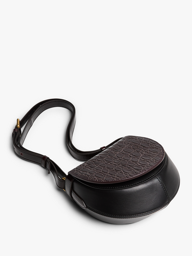 Leather Crossbody Bag in Taupe