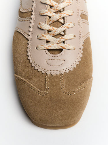 Dries Van Noten - Leather-trimmed suede sneakers in Beige
