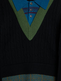 Dries Van Noten - Layered Wool Sweater in Black