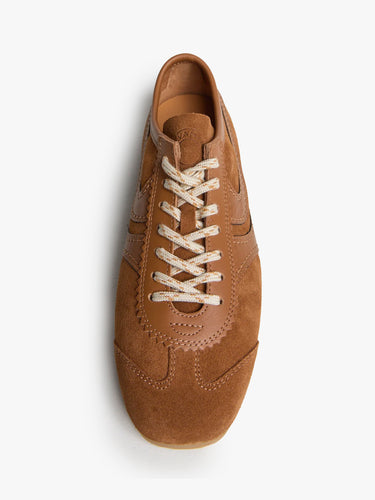 Dries Van Noten - Men's Leather-Trimmed Suede Sneakers in Tan