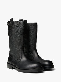 Dries Van Noten - Leather Biker Boots in Black