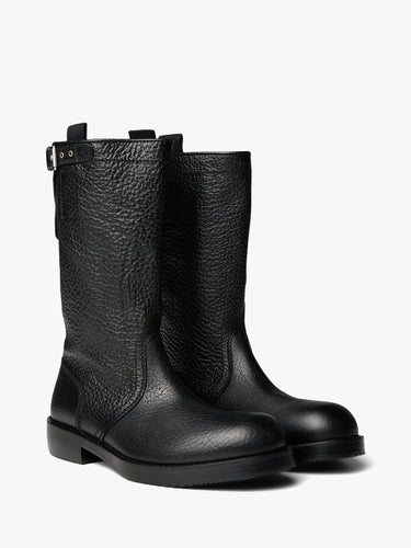 Dries Van Noten - Leather Biker Boots in Black