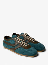 Dries Van Noten - Leather-Trimmed Suede Sneakers in Turquoise
