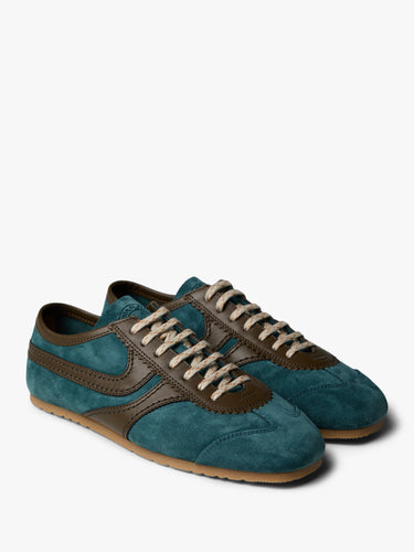 Dries Van Noten - Leather-Trimmed Suede Sneakers in Turquoise