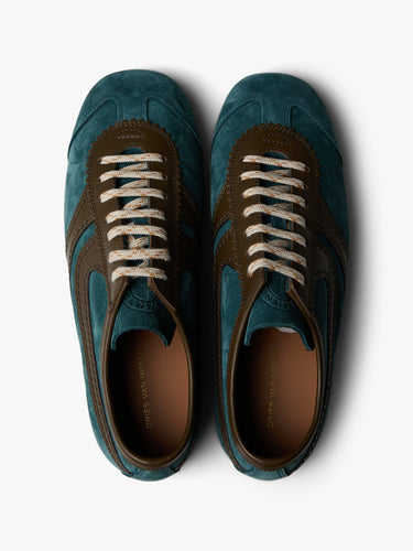 Dries Van Noten - Leather-Trimmed Suede Sneakers in Turquoise