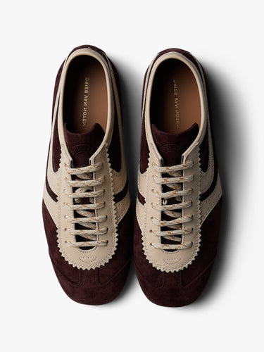 Dries Van Noten - Men's Leather-Trimmed Suede Sneakers in Dark Purple