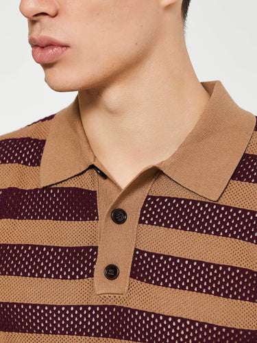 Dries Van Noten - Mercy Stripe Polo in Camel