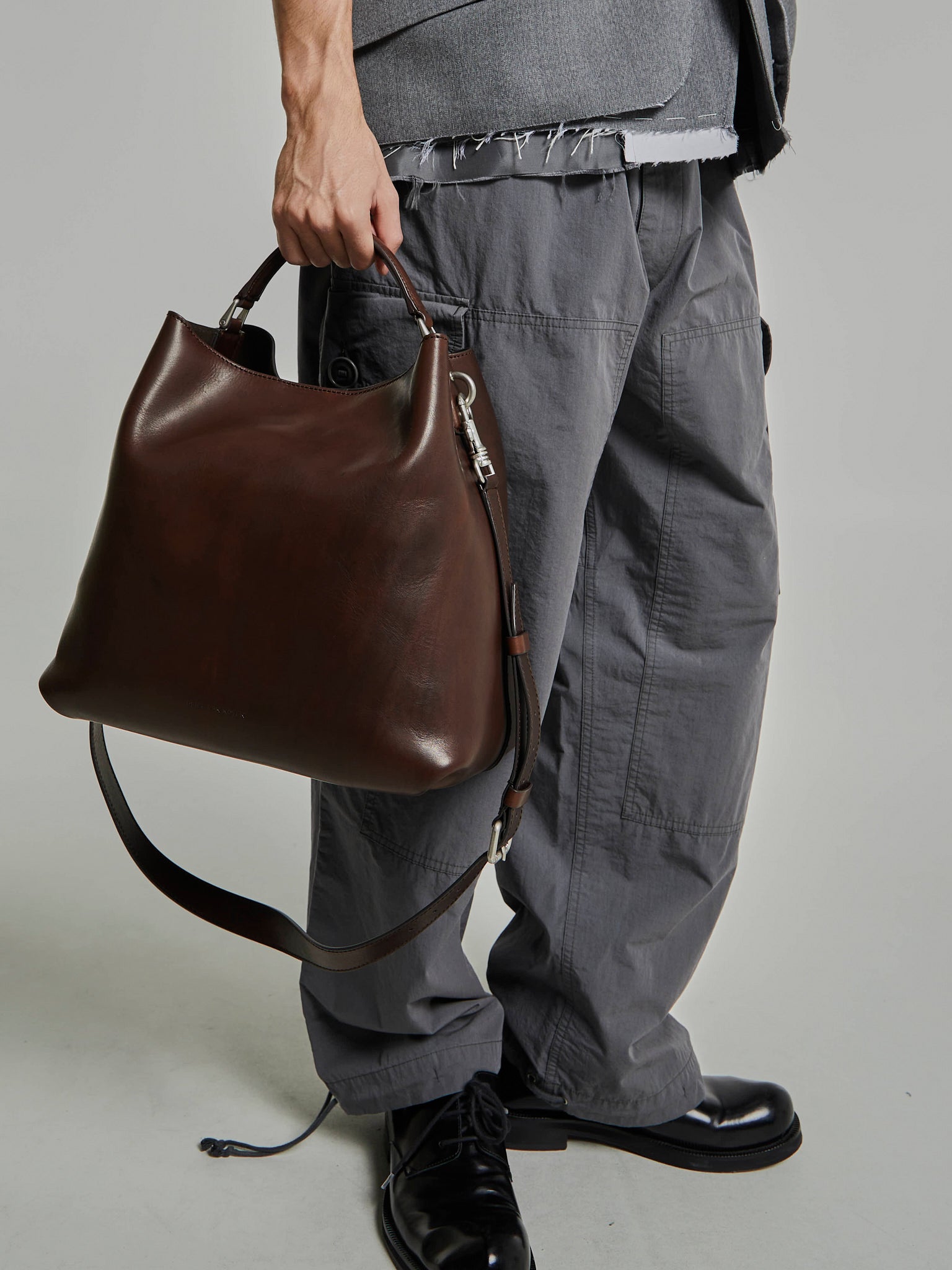 Dries Van Noten - Leather Bucket Bag in Dark Brown