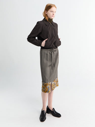 Sequined striped Midi Skirt in Grey