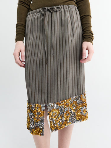 Sequined striped Midi Skirt in Grey