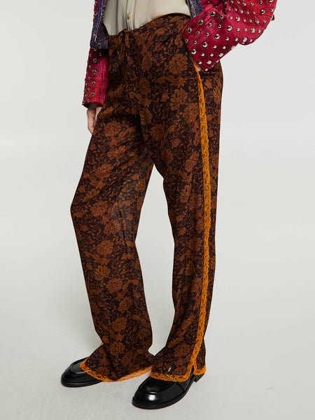 Dries Van Noten ゴムウエスト フローラル プリント ロングパンツ