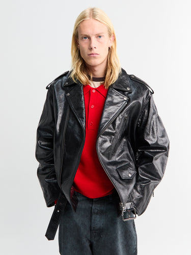 Dries Van Noten - Leather Biker Jacket in Black