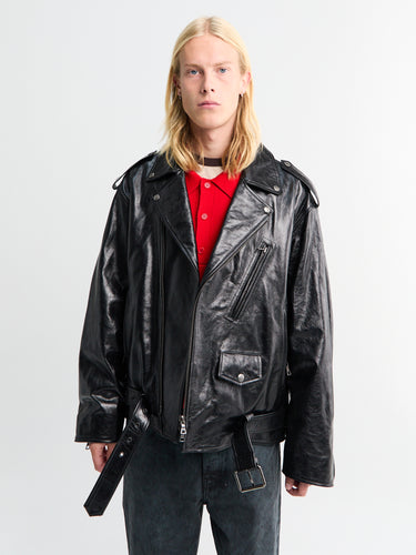 Dries Van Noten - Leather Biker Jacket in Black
