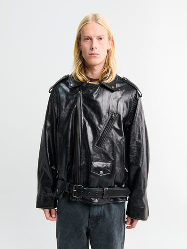 Dries Van Noten - Leather Biker Jacket in Black