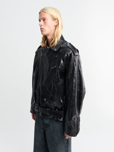 Dries Van Noten - Leather Biker Jacket in Black