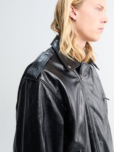 Dries Van Noten - Leather Biker Jacket in Black